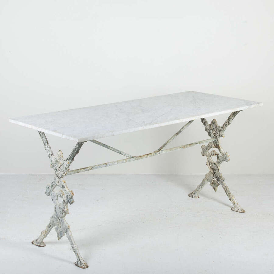Late 19th Century French Cast Iron and Marble Table