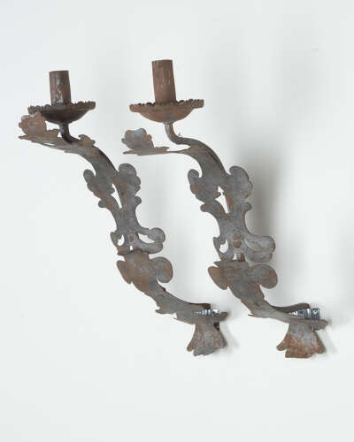 Pair of Early 18th Century Wrought Iron Wall Sconces