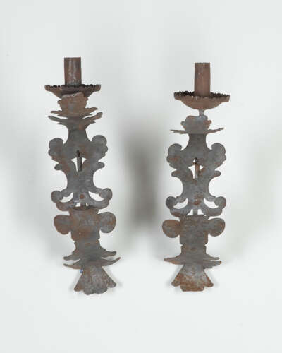 Pair of Early 18th Century Wrought Iron Wall Sconces