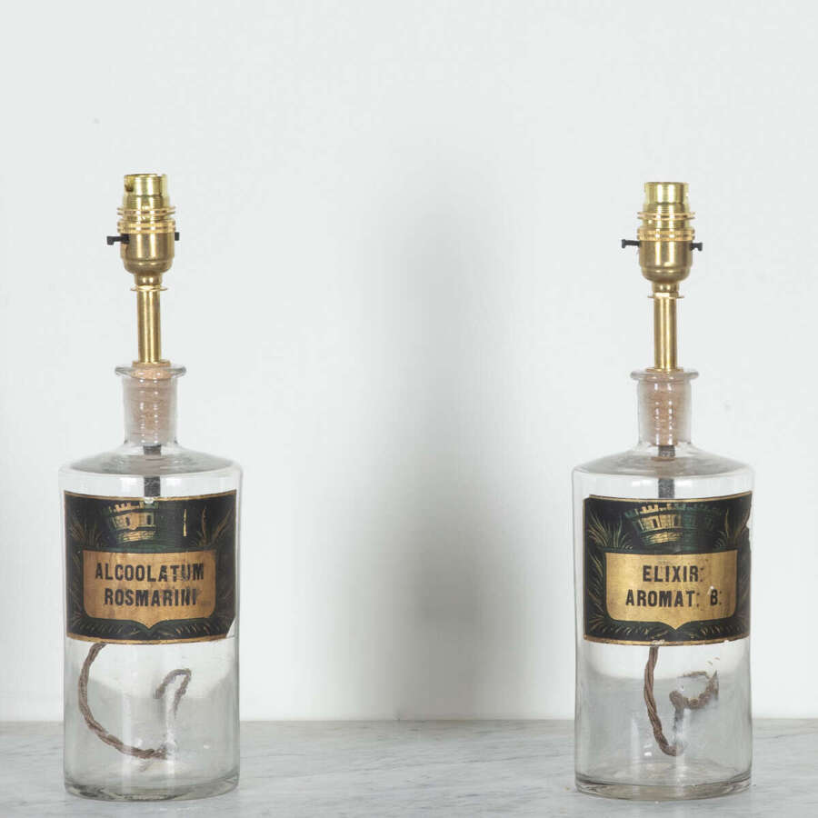 Pair of mid C19th Apothecary Jars converted to Lamps