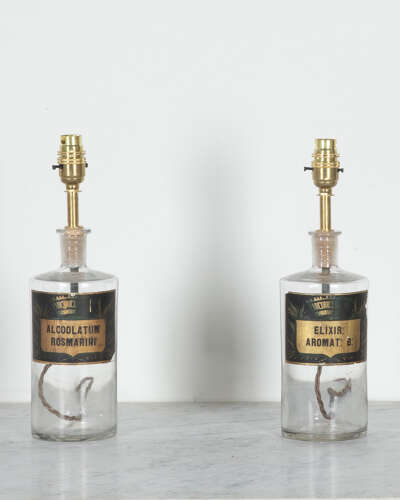 Pair of mid C19th Apothecary Jars converted to Lamps