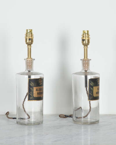 Pair of mid C19th Apothecary Jars converted to Lamps