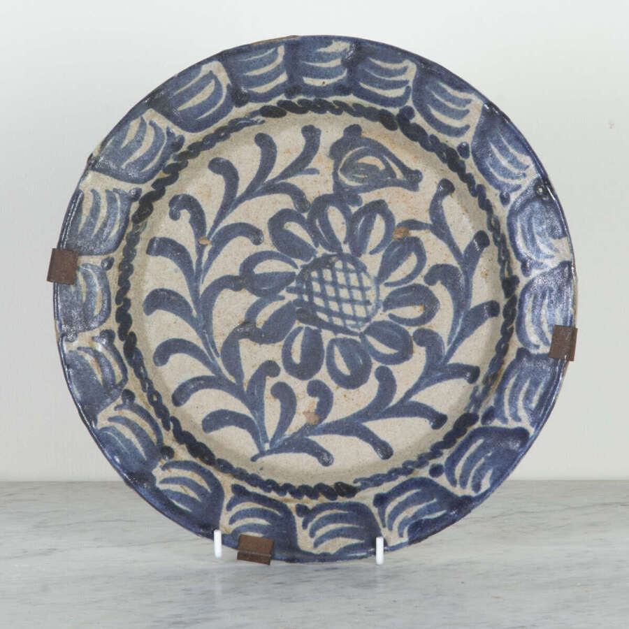19th Century Spanish Blue and White Fajalauza Lebrillo Bowl