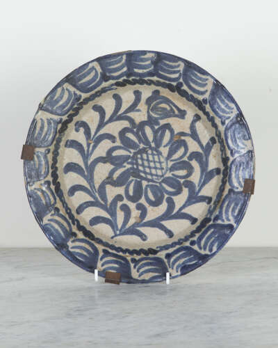 19th Century Spanish Blue and White Fajalauza Lebrillo Bowl