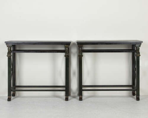 Pair of French Empire Style Console Tables