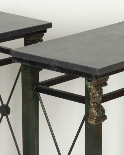 Pair of French Empire Style Console Tables